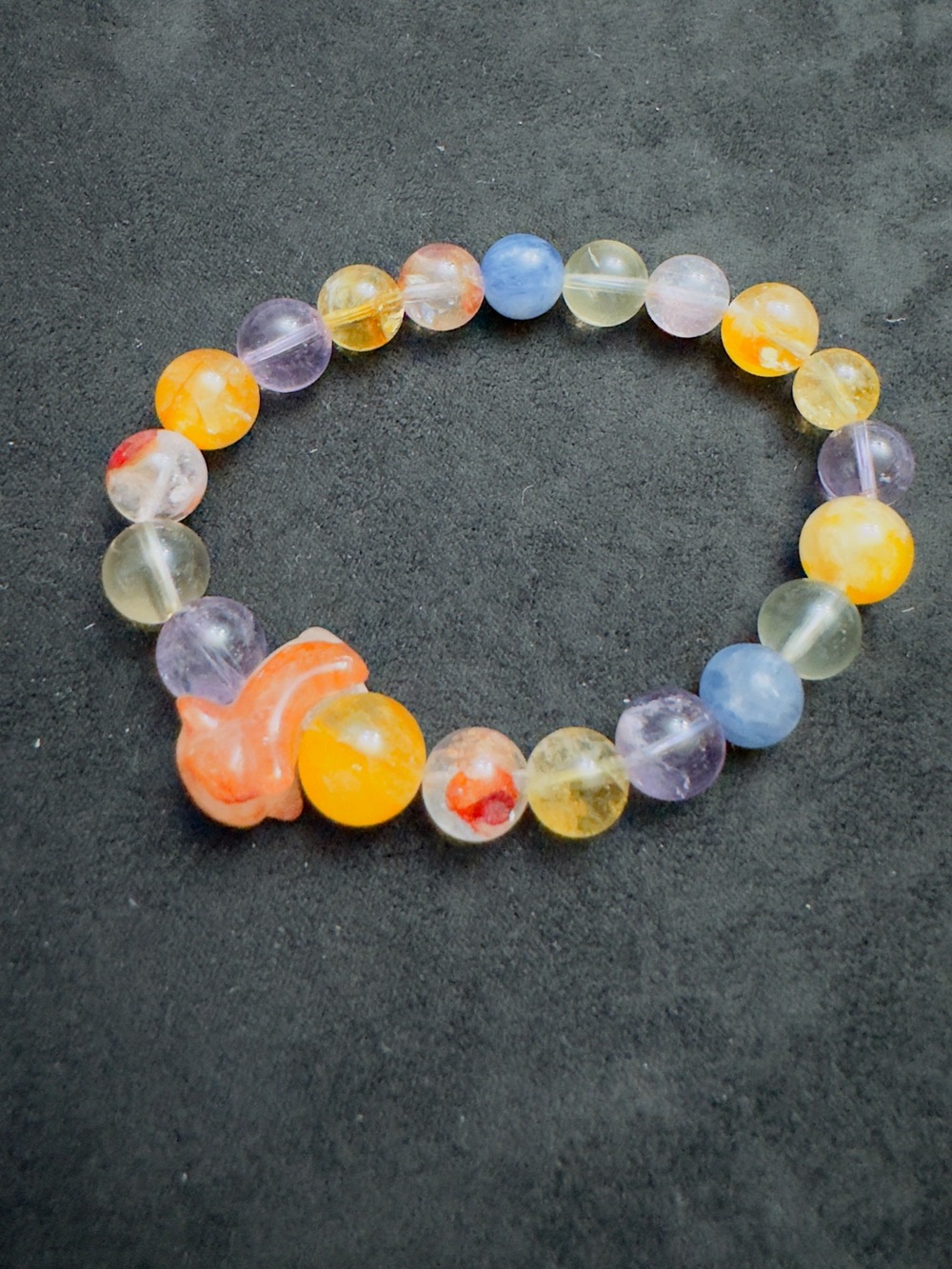 Multicolor Beaded Stretch Bracelet - Vibrant Yellow, Blue & Purple